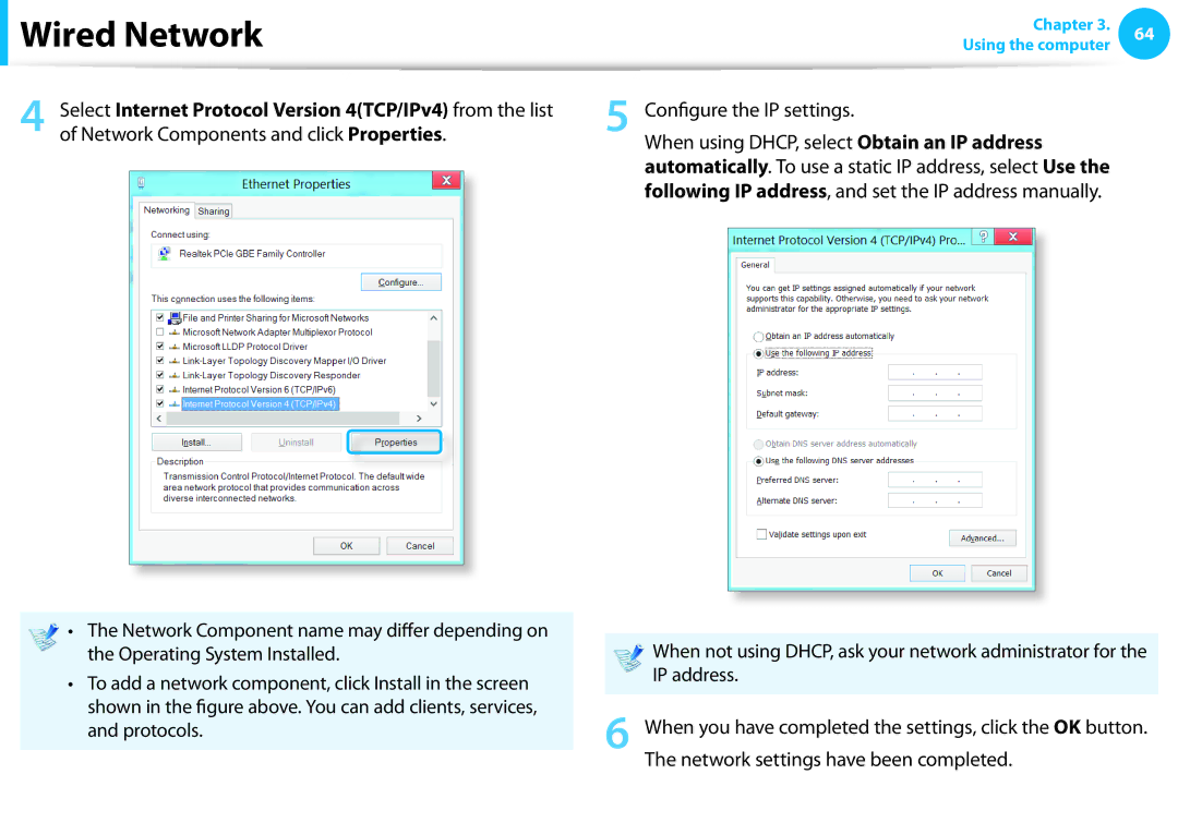 Samsung NP275E5E-K01US, NP270E5EK01US, NP275E5EK01US, NP270E5EK01JM manual Protocols, Network settings have been completed 