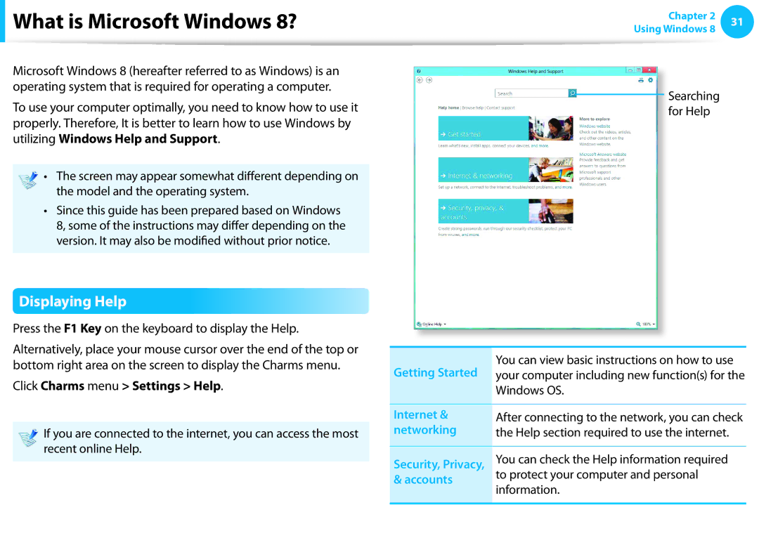 Samsung NP275E5E-K01US manual What is Microsoft Windows 8?, Displaying Help 