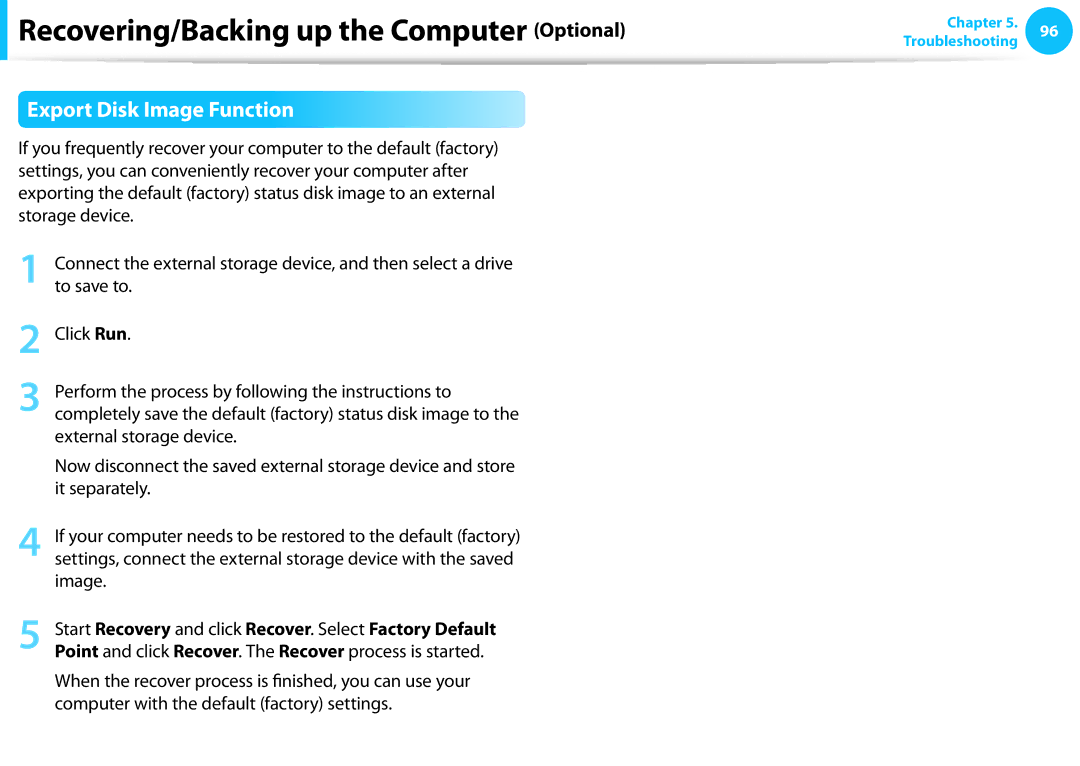 Samsung NP275E5E-K01US manual Export Disk Image Function 