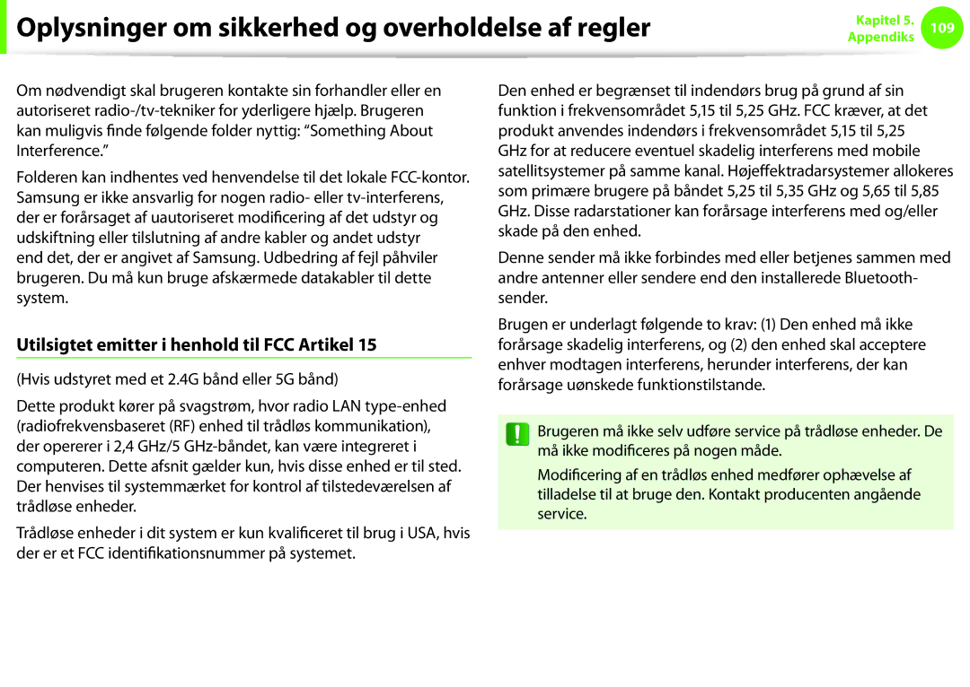 Samsung NP270E5E-K05SE, NP275E5E-K02SE, NP910S5J-K01SE, NP275E5E-K01SE Oplysninger om sikkerhed og overholdelse af regler 