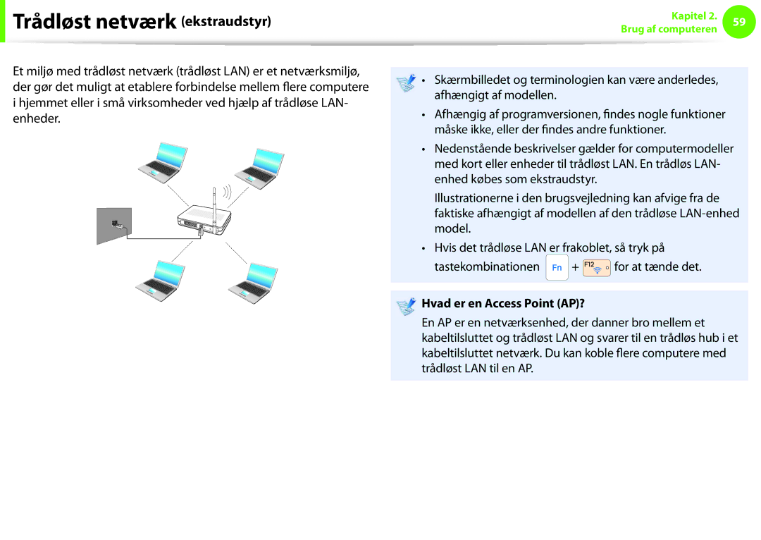 Samsung NP270E5E-K06SE, NP275E5E-K02SE, NP910S5J-K01SE manual Trådløst netværk ekstraudstyr, Hvad er en Access Point AP? 