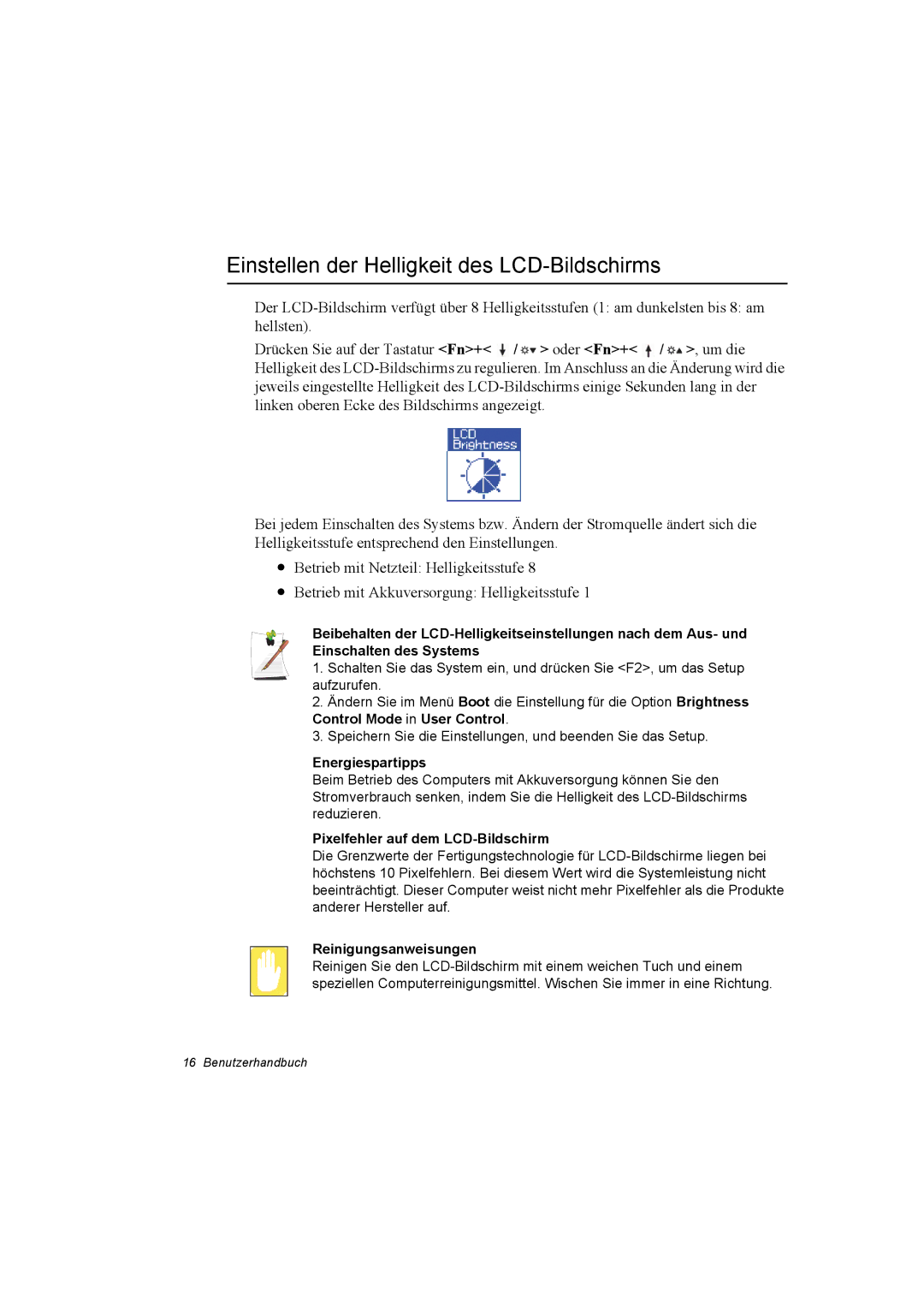 Samsung NP28PRLY02/SEG Einstellen der Helligkeit des LCD-Bildschirms, Energiespartipps, Pixelfehler auf dem LCD-Bildschirm 