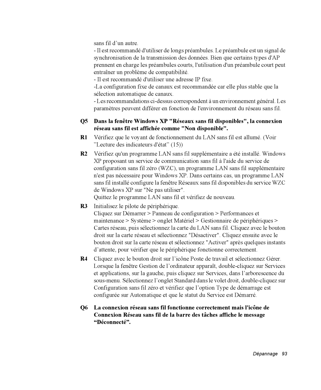 Samsung NP28PRL002/SEF, NP28PRR003/SEF, NP28DP084D/SEF, NP28PRL003/SEF, NP28PRKY03/SEF, NP28PRRY04/SEF manual Dépannage 