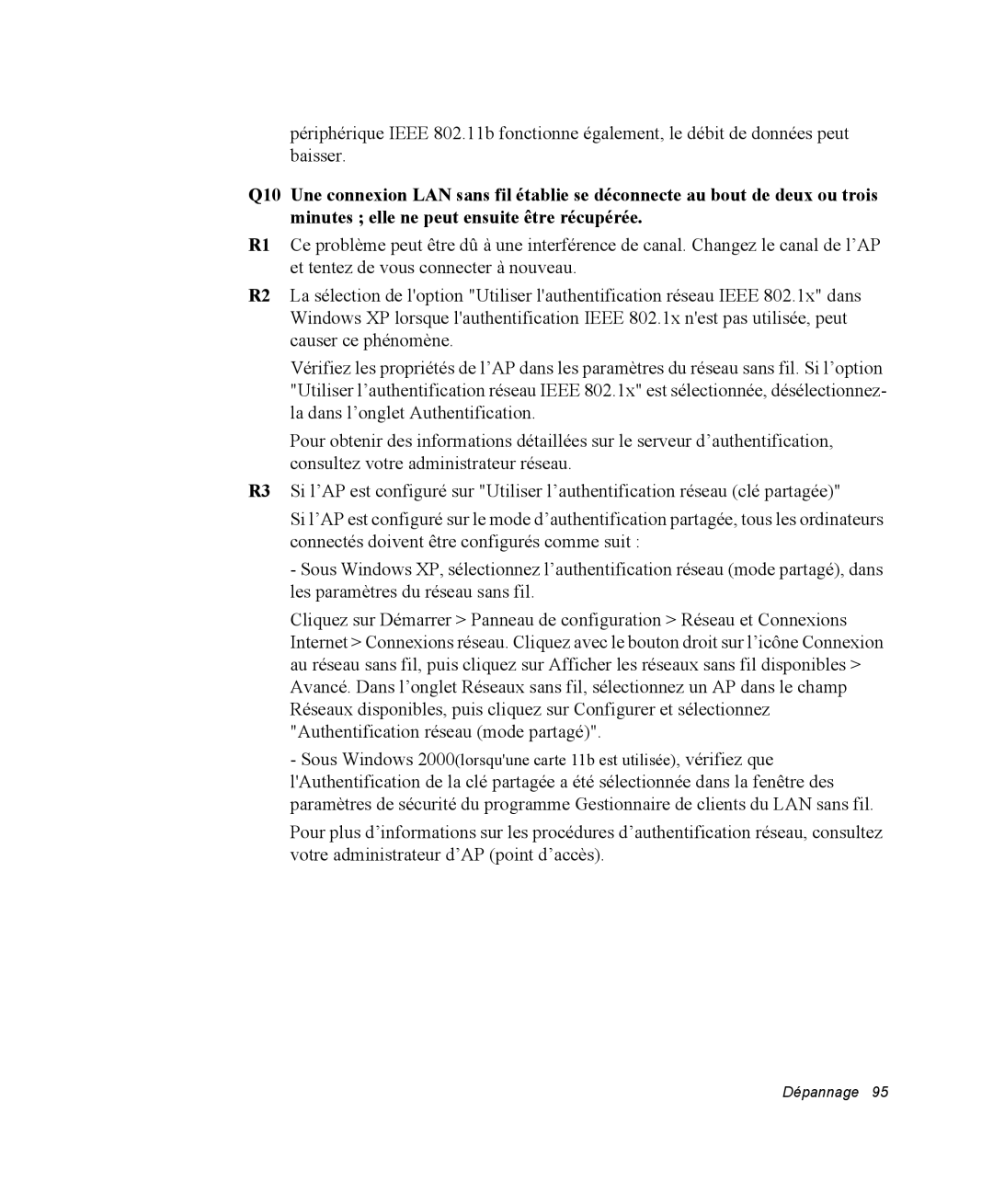 Samsung NP28PRL003/SEF, NP28PRR003/SEF, NP28PRL002/SEF, NP28DP084D/SEF, NP28PRKY03/SEF, NP28PRRY04/SEF manual Dépannage 