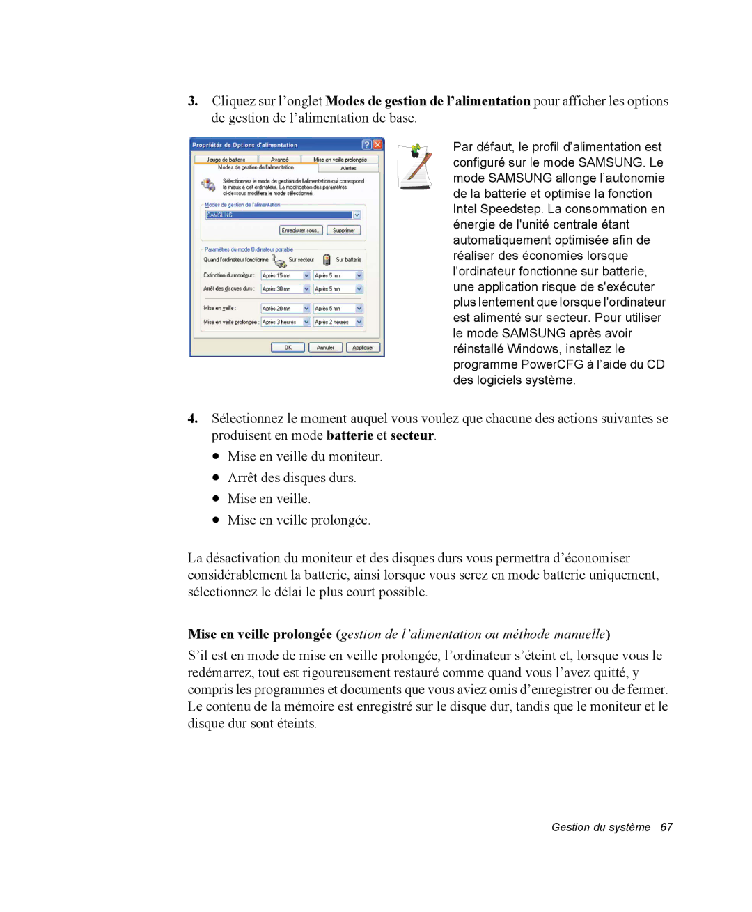 Samsung NP28DJ0LH9/SEF, NP28PRR003/SEF, NP28PRL002/SEF, NP28DP084D/SEF, NP28PRL003/SEF, NP28PRKY03/SEF manual Gestion du système 