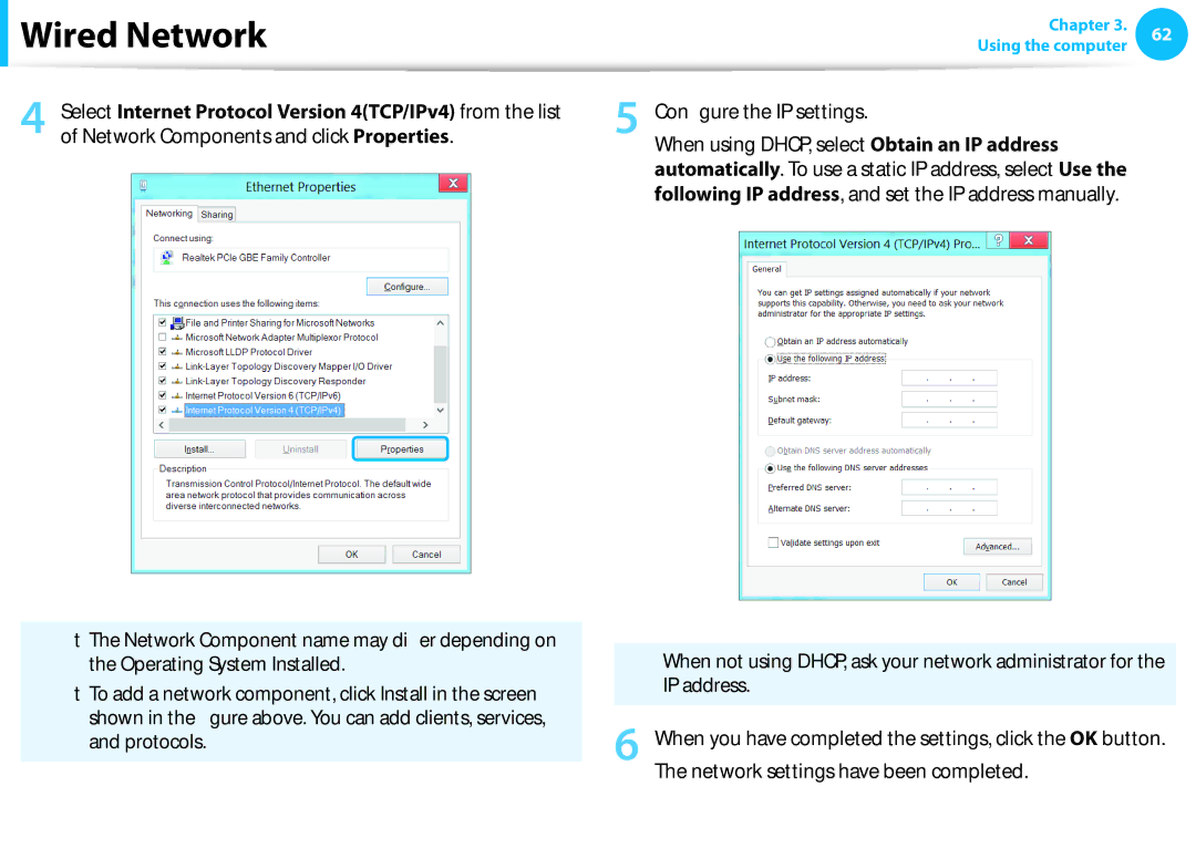 Samsung NP300E4C-A01US, NP300E5C-A08US, NP305E5A-A06US, NP300E5C-A06US manual Protocols, Network settings have been completed 