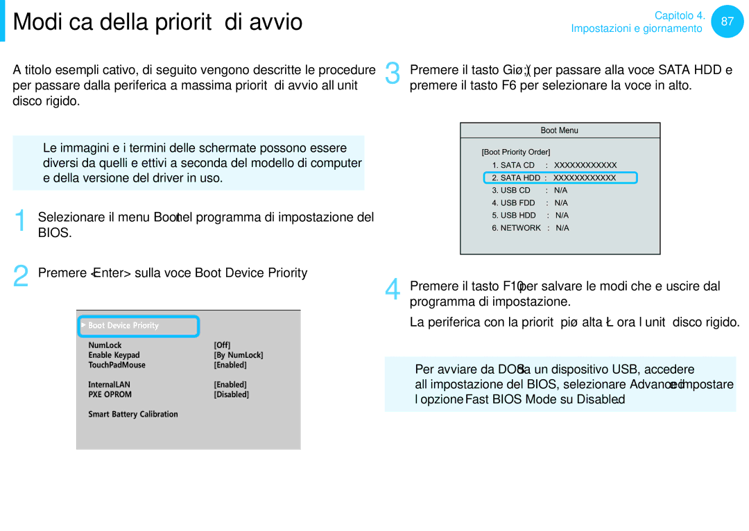 Samsung NP300E5A-A01IT, NP300E5C-S08IT Modifica della priorità di avvio, Premere Enter sulla voce Boot Device Priority 