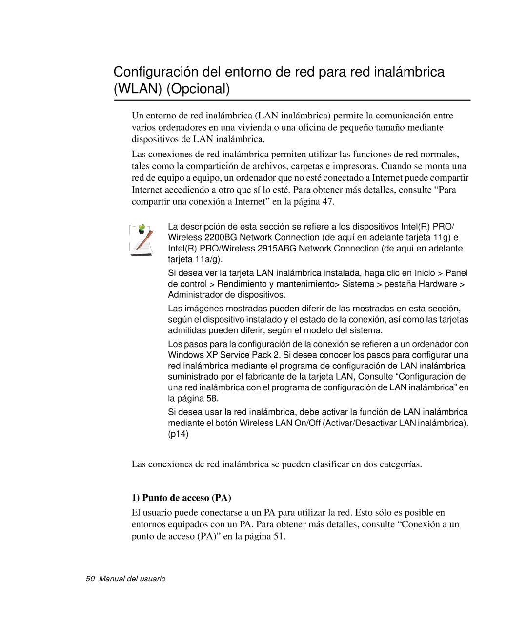 Samsung NP30PRC002/SES, NP30THQCKC/SES, NP30RP1K4J/SES, NP30RP46FY/SES, NP30RH44KL/SES, NP30RP1BDU/SES manual Punto de acceso PA 