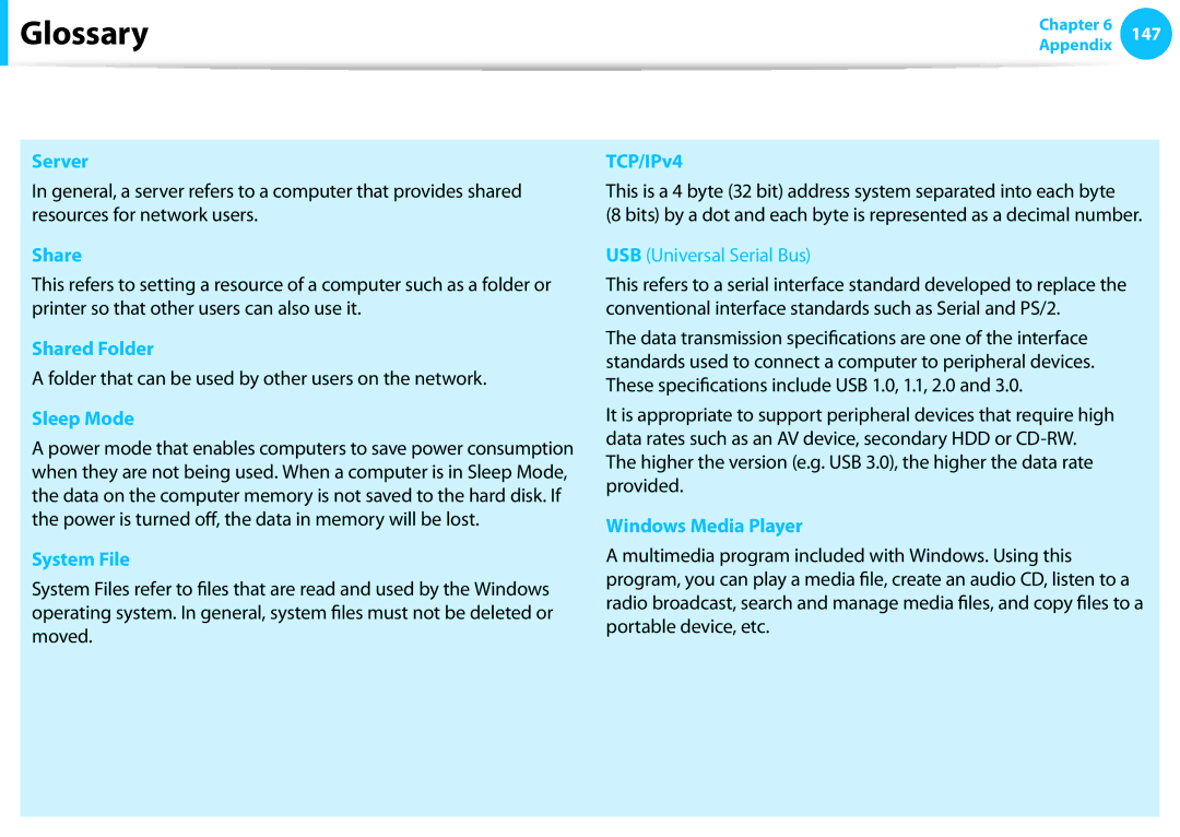 Samsung NP365E5C-S02US, NP350V5C-T02US Server, Shared Folder, Sleep Mode, System File, TCP/IPv4, Windows Media Player 