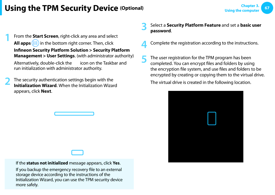 Samsung NP355E5CA02US, NP350V5C-T02US, NP350V5C-T01US, NP350V4CA06JM, NP355E5C-A02US Registering the TPM program, All apps 