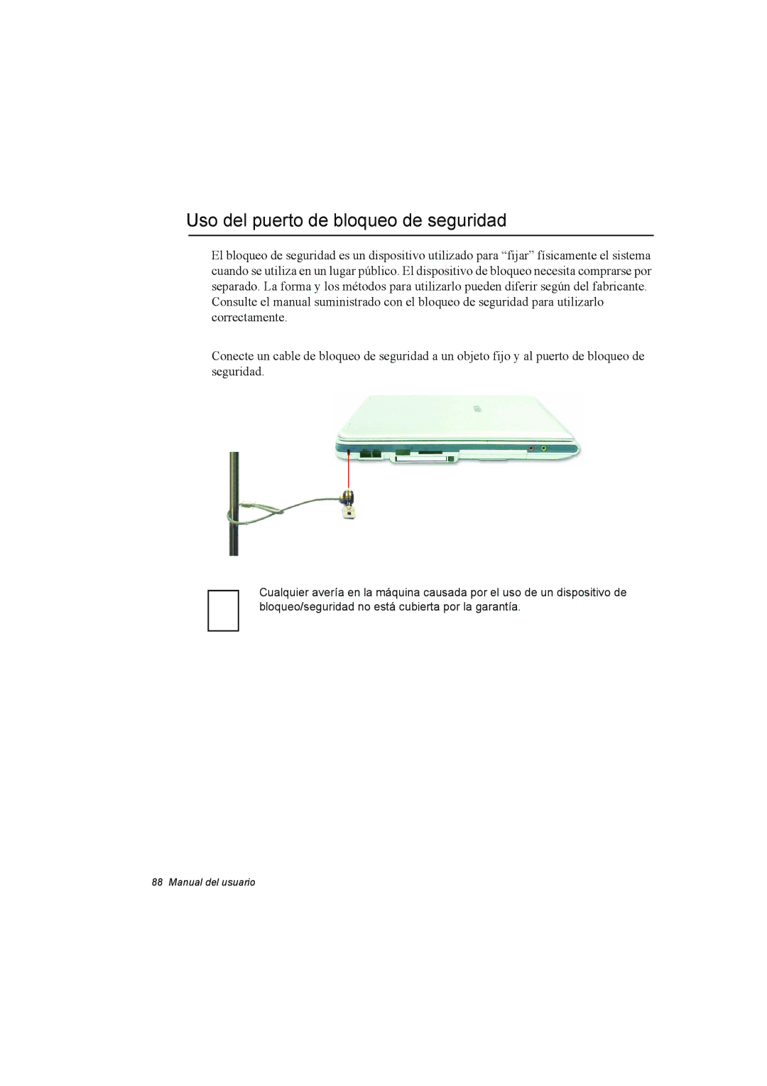 Samsung NP35PRC000/SES, NP35PRT001/SEP, NP35RP05S4/SES manual Uso del puerto de bloqueo de seguridad 