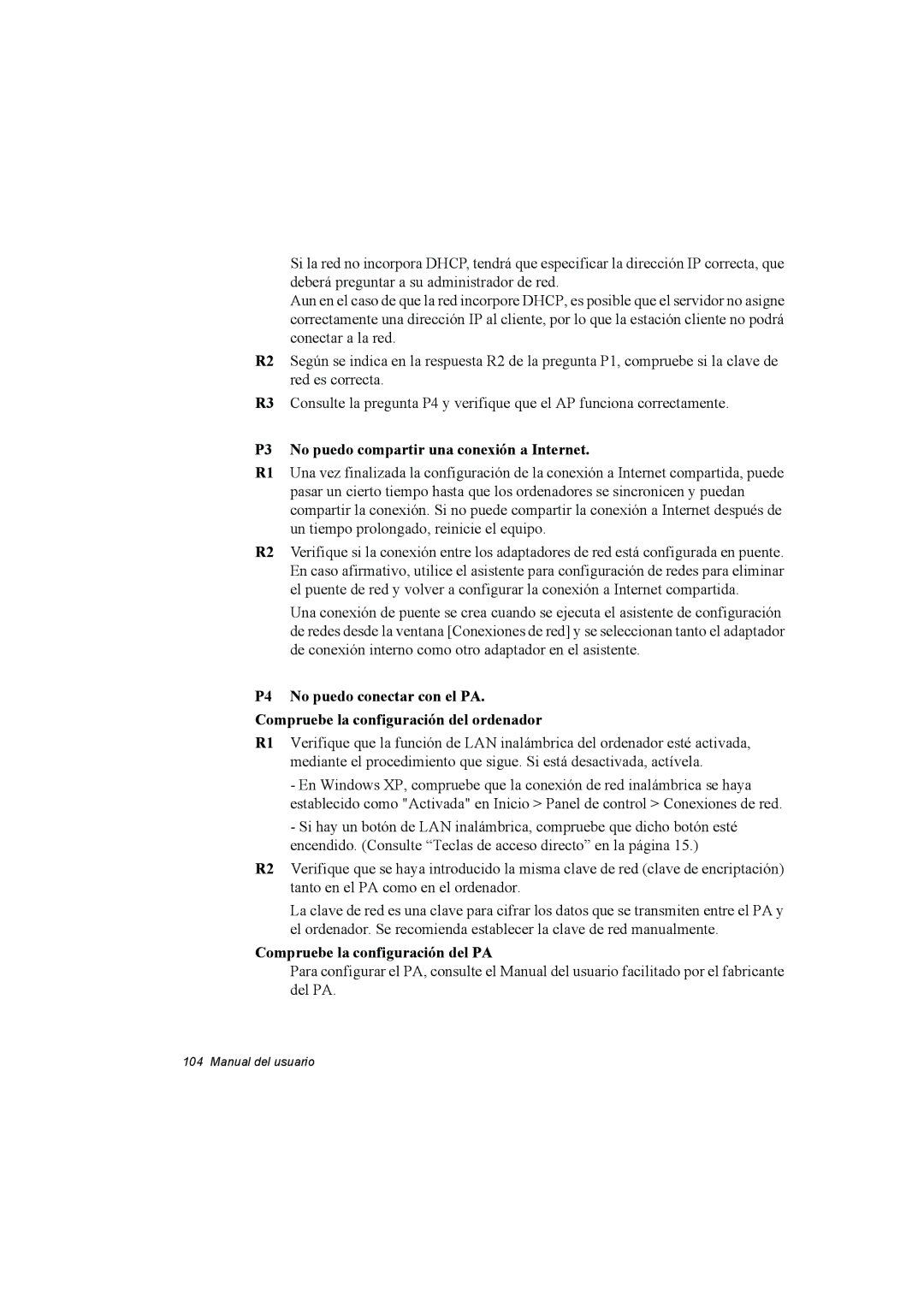 Samsung NP35PRT001/SEP, NP35RP05S4/SES, NP35PRC000/SES manual Compruebe la configuración del PA 