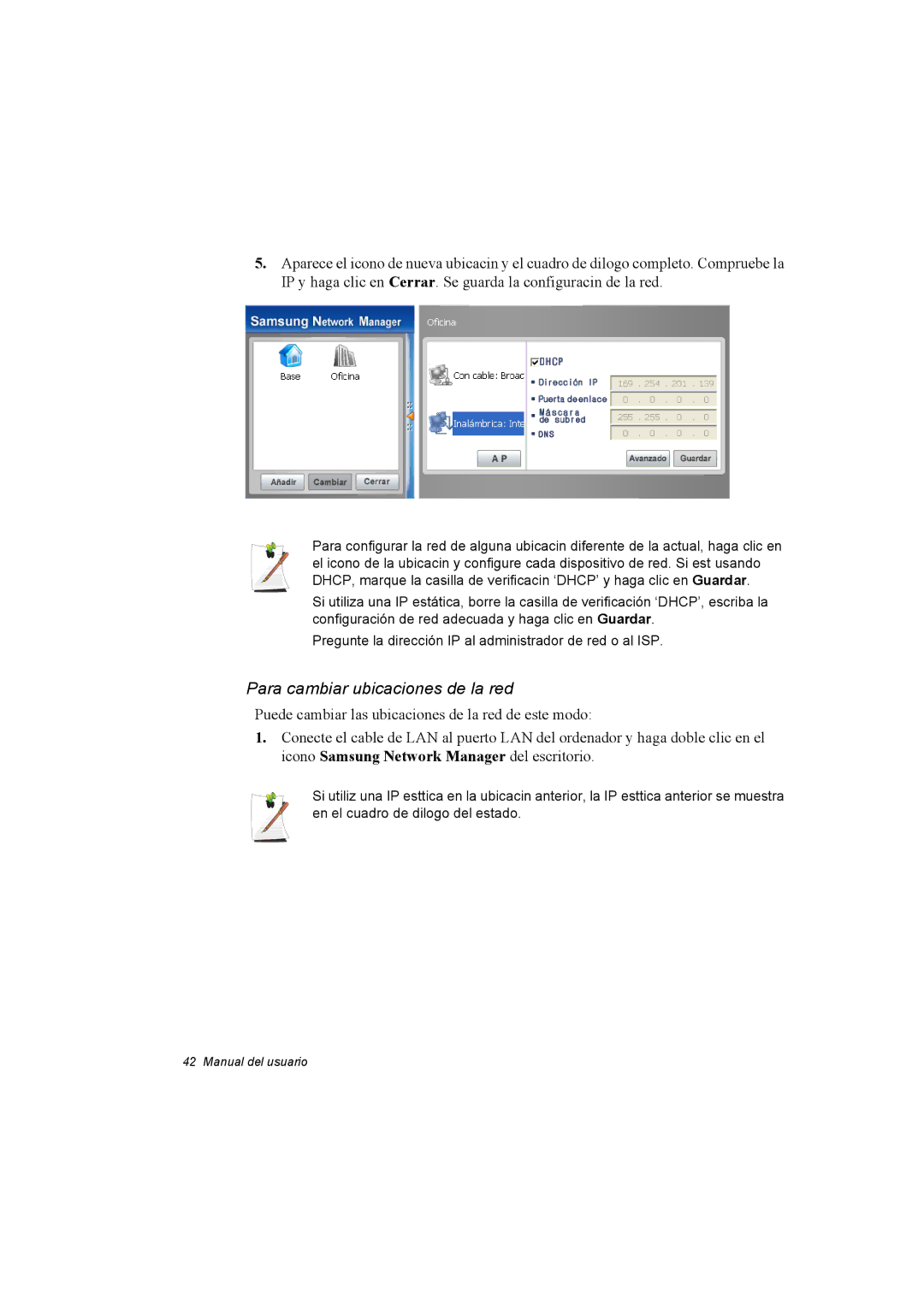 Samsung NP35RP05S4/SES, NP35PRT001/SEP, NP35PRC000/SES manual Para cambiar ubicaciones de la red 