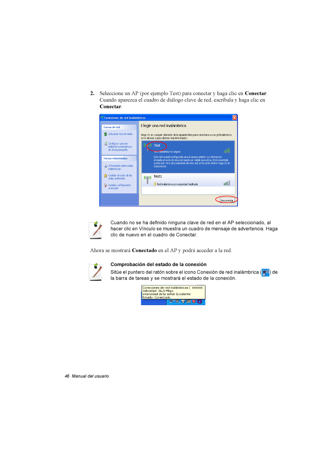 Samsung NP35PRC000/SES, NP35PRT001/SEP, NP35RP05S4/SES manual Comprobación del estado de la conexión 