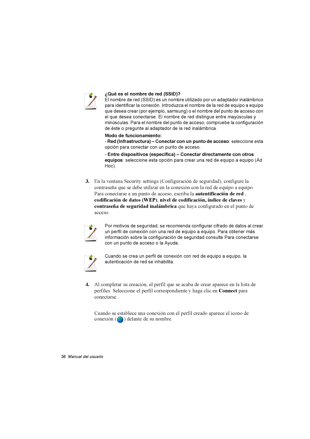 Samsung NP35PRT001/SEP, NP35RP05S4/SES, NP35PRC000/SES manual ¿Qué es el nombre de red SSID? 