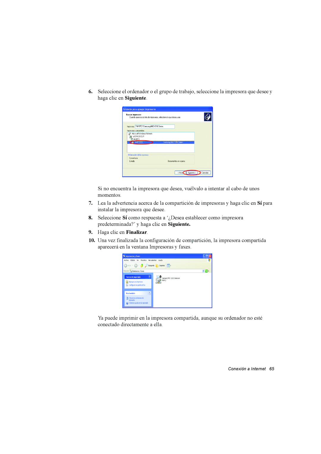 Samsung NP35PRT001/SEP, NP35RP05S4/SES, NP35PRC000/SES manual Conexión a Internet 