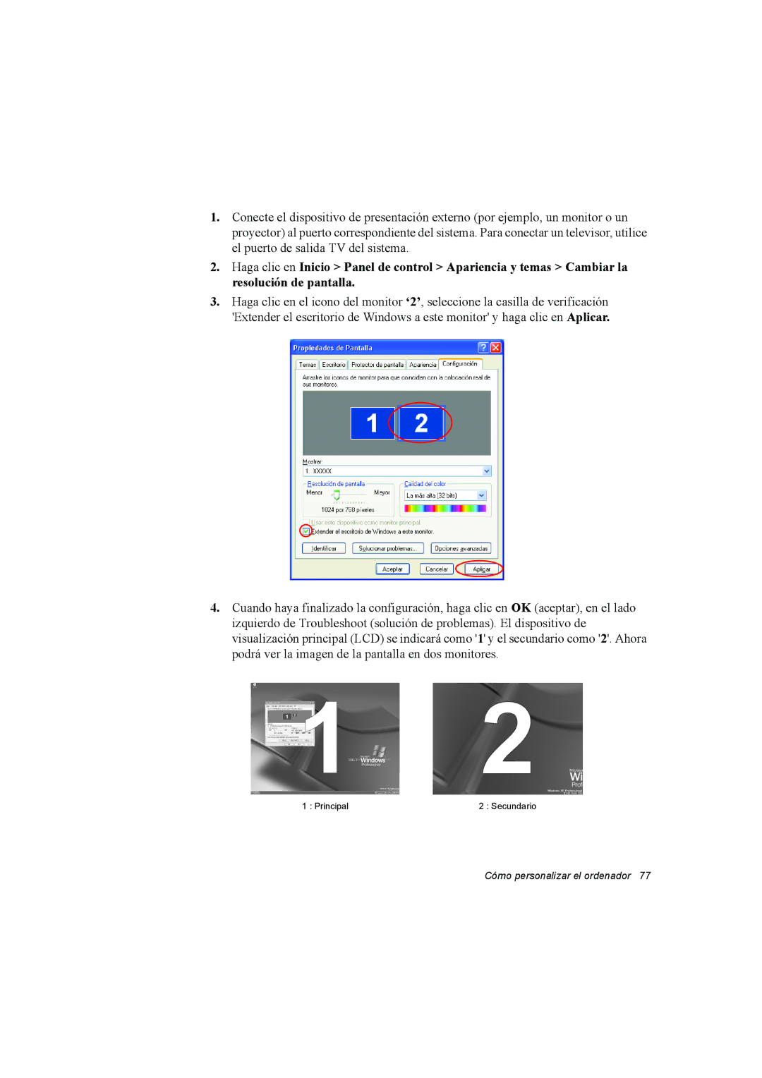 Samsung NP35PRT001/SEP, NP35RP05S4/SES, NP35PRC000/SES manual Principal Secundario 