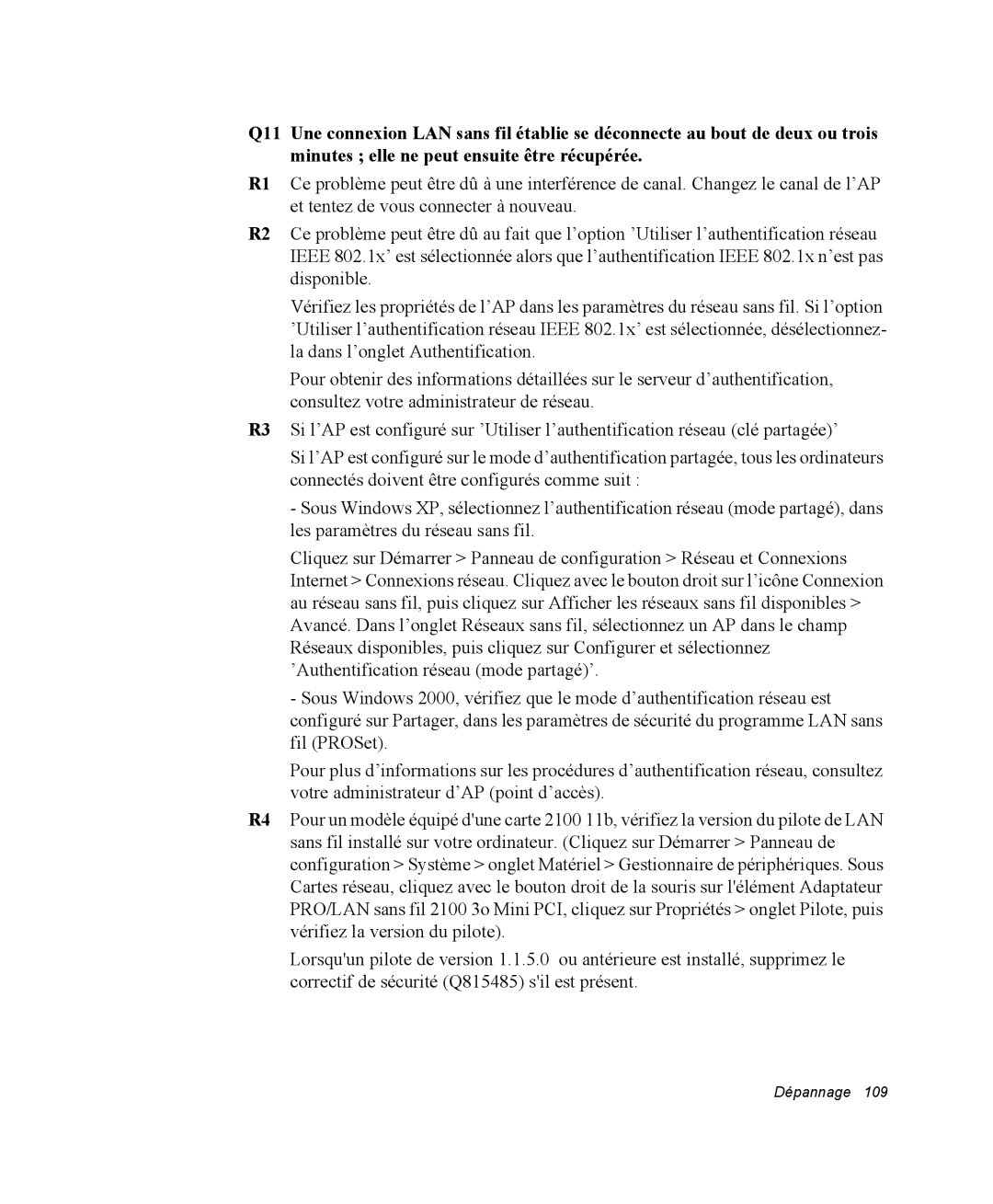 Samsung NP35PRT001/SEF, NP35TP0DUJ/SEF, NP35RP05S4/SEF, NP35PRT000/SEF, NP35TP0EV6/SEF manual Dépannage 