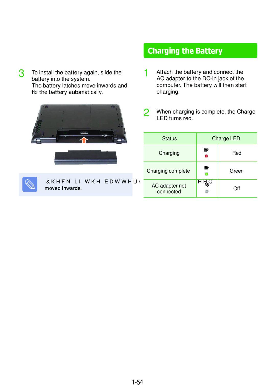 Samsung NP370R5V-S02HU Charging the Battery, Check if the battery latch has been moved inwards, Charge LED, Connected 