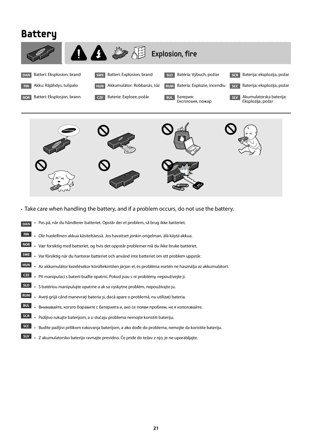 Samsung NP450R5V-X01HU manual Battery 