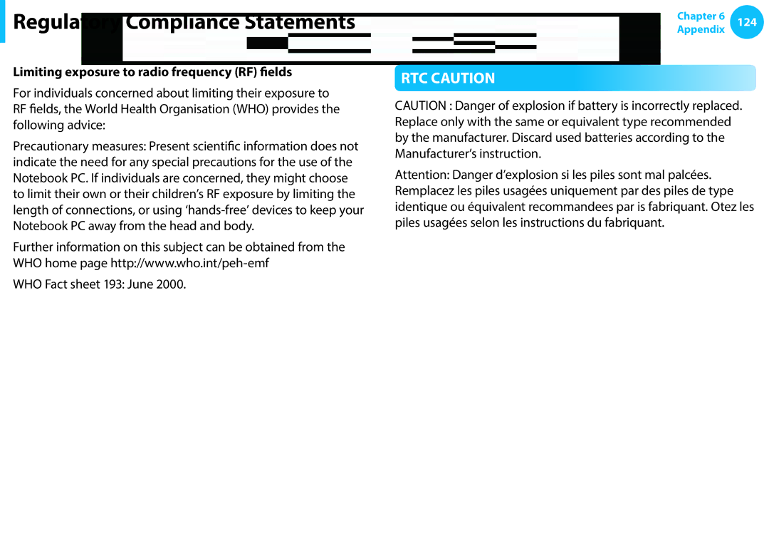 Samsung NP940X3G-K08DE, NP470R5E-X01DE manual Limiting exposure to radio frequency RF fields, WHO Fact sheet 193 June 