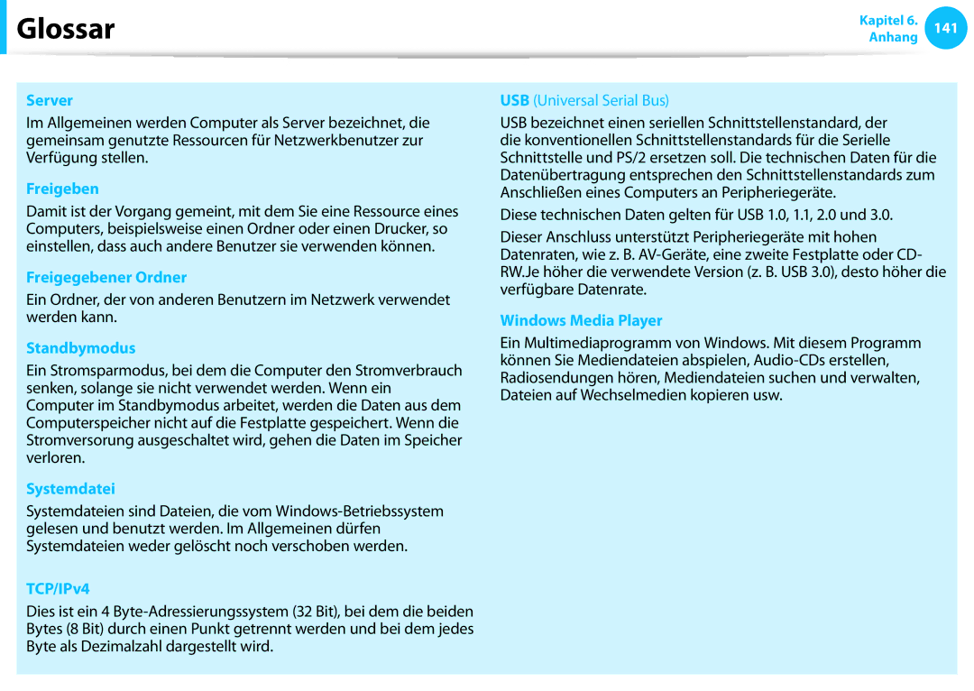 Samsung NP930X5J-K01DE Server, Freigeben, Freigegebener Ordner, Standbymodus, Systemdatei, TCP/IPv4, Windows Media Player 