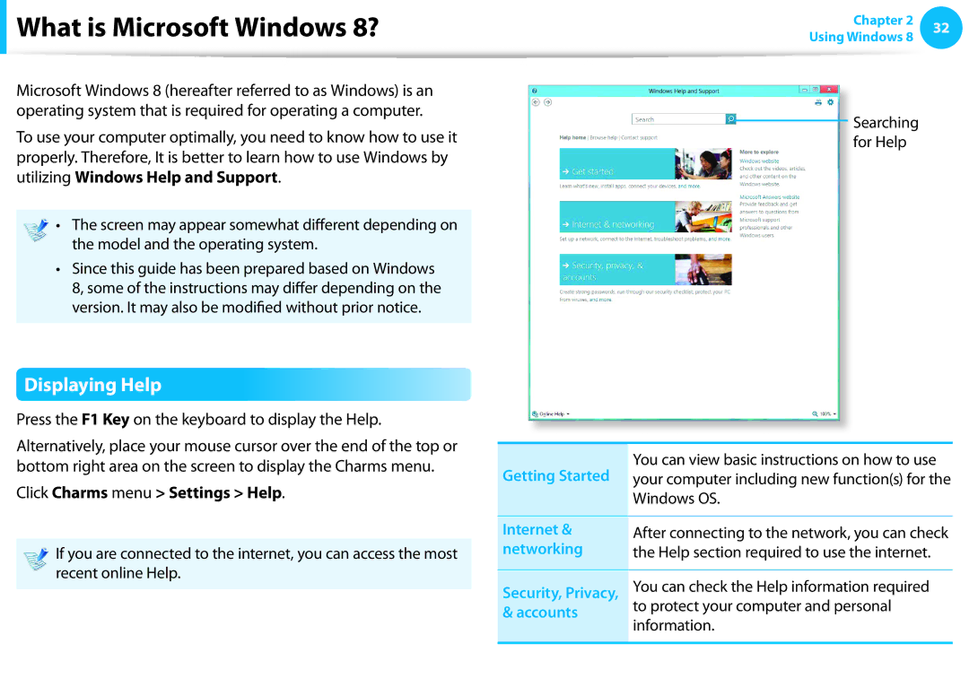 Samsung NP510R5EA01UB manual What is Microsoft Windows 8?, Displaying Help 