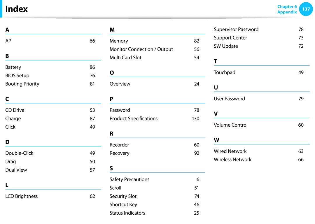 Samsung NP550P7C-T01US manual Index 