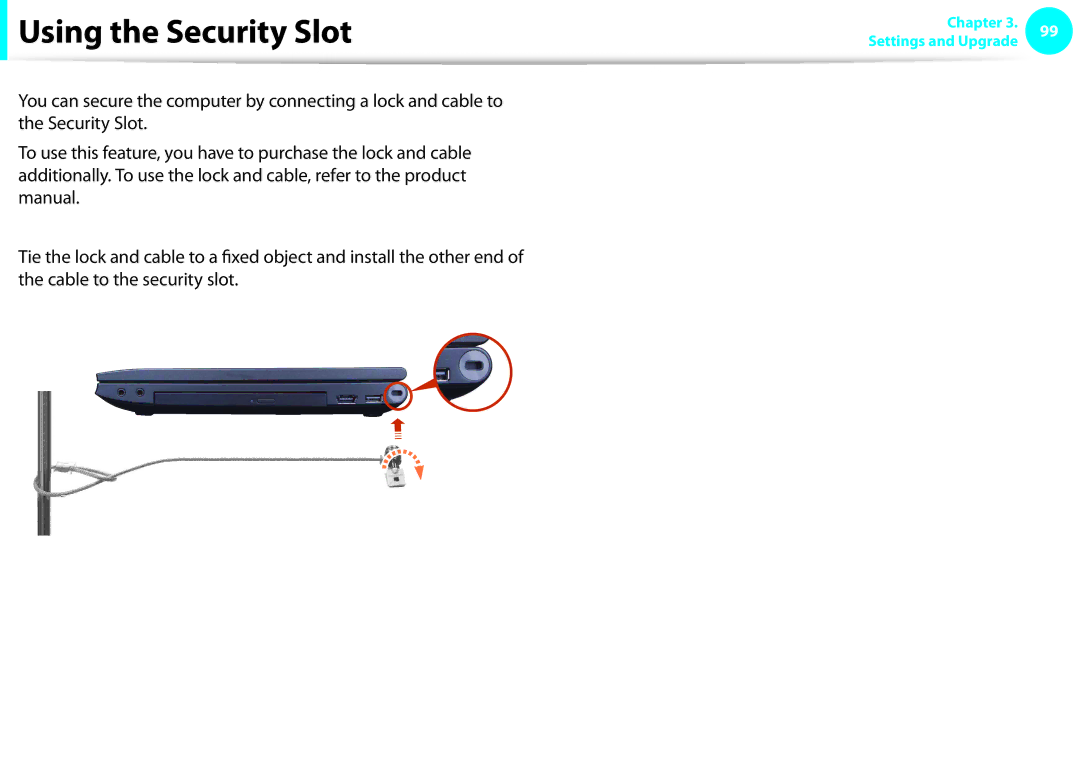 Samsung NP600B4CA01US appendix Using the Security Slot 