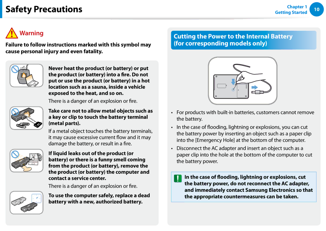 Samsung NP680Z5EX01US manual There is a danger of an explosion or fire 