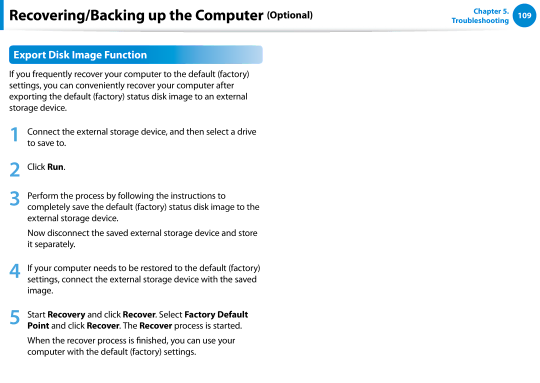 Samsung NP680Z5EX01US manual Export Disk Image Function 