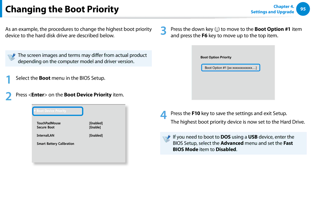 Samsung NP680Z5EX01US manual Changing the Boot Priority, Press Enter on the Boot Device Priority item 