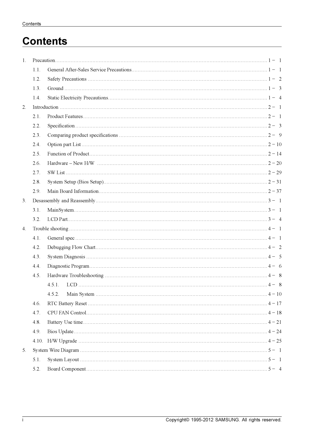 Samsung NP700G7CS02US, NP700G7C-T01US service manual Contents 