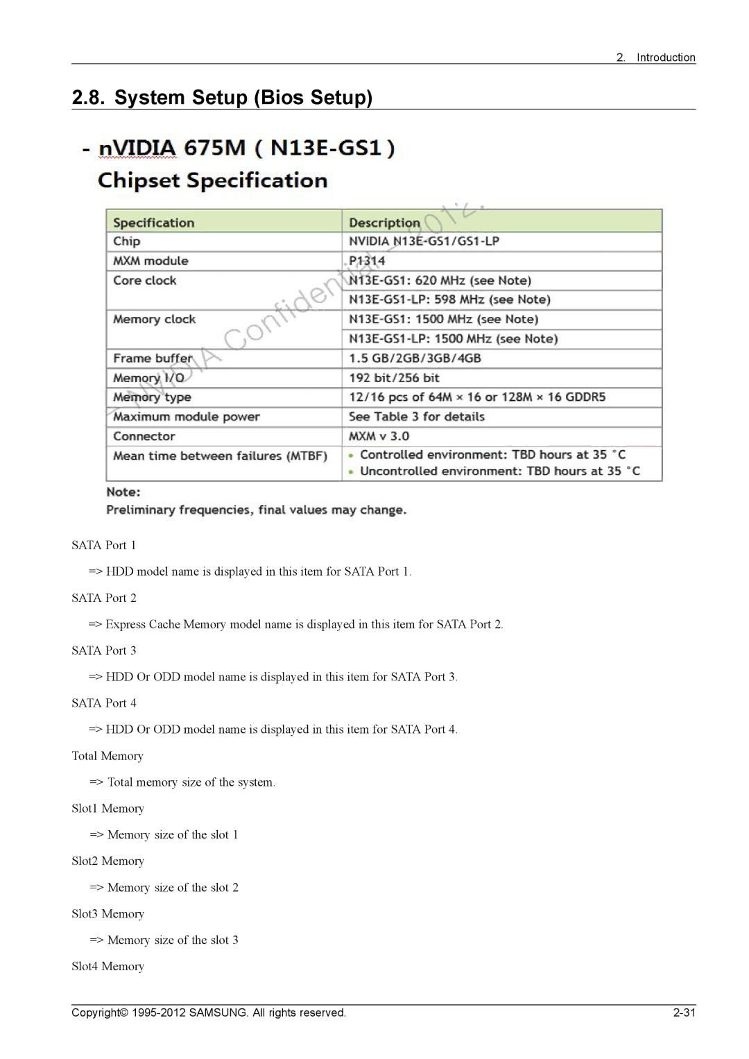 Samsung NP700G7C-T01US, NP700G7CS02US service manual System Setup Bios Setup 