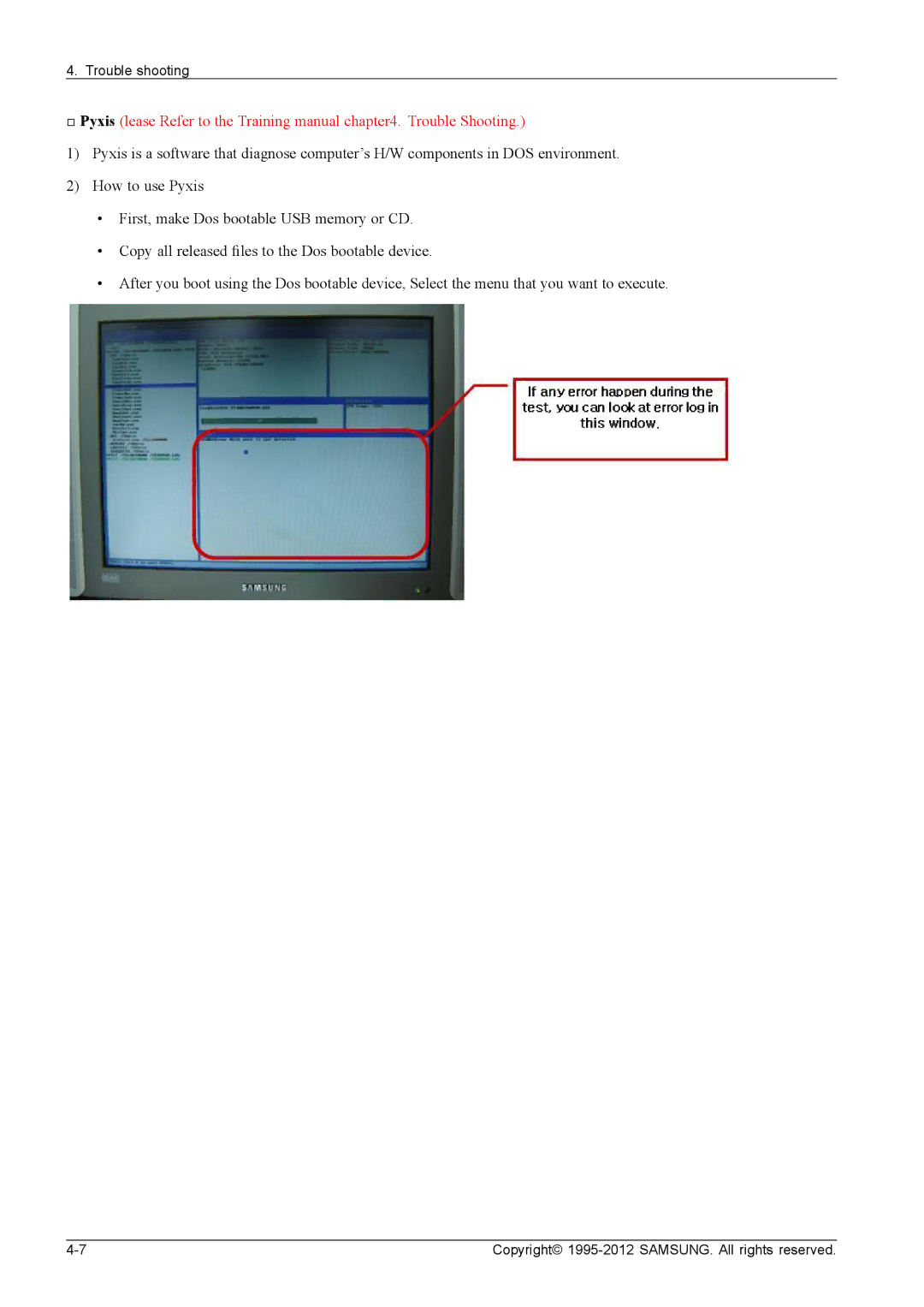 Samsung NP700G7CS02US, NP700G7C-T01US service manual Pyxis lease Refer to the Training manual . Trouble Shooting 