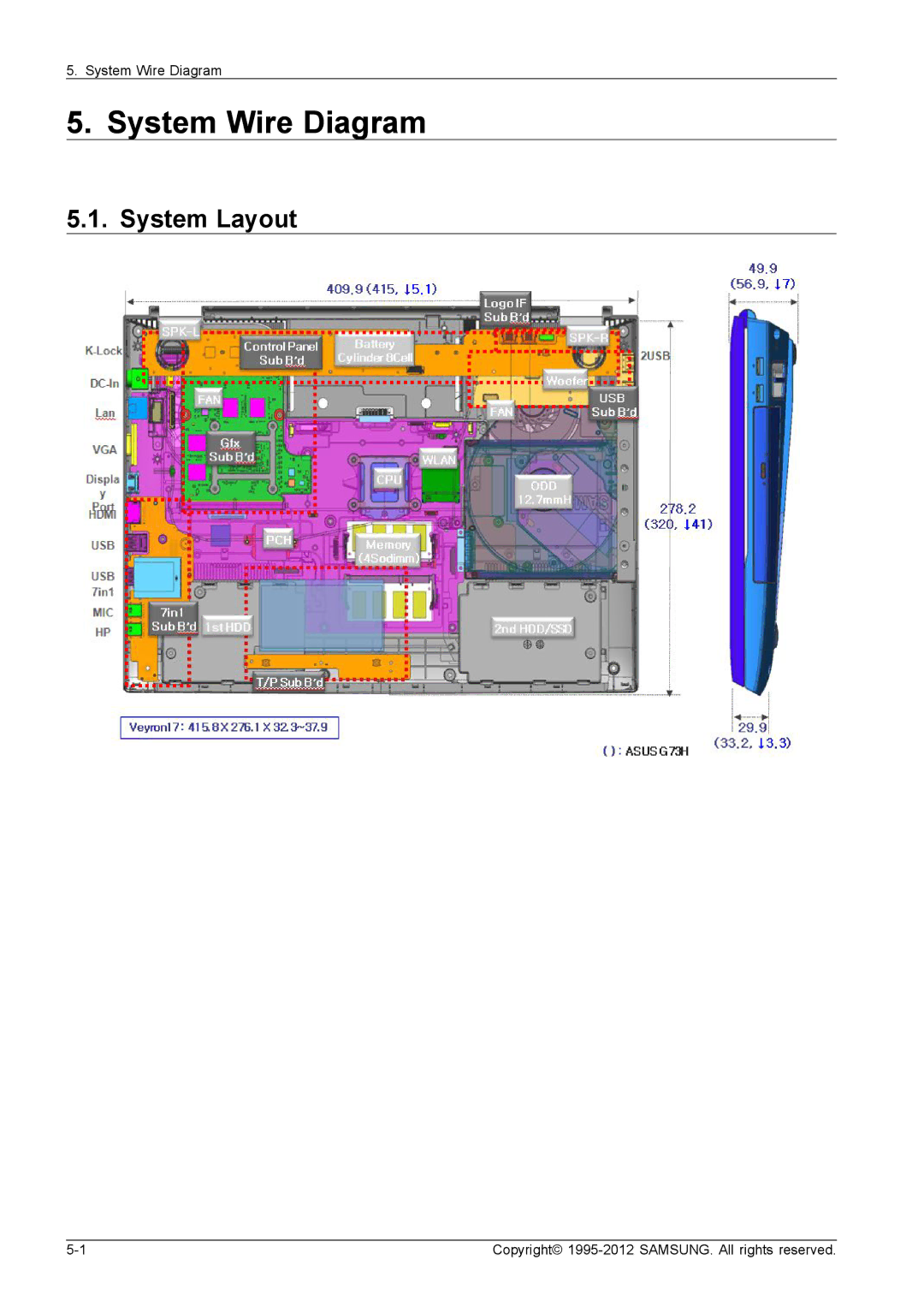 Samsung NP700G7CS02US, NP700G7C-T01US service manual System Wire Diagram, System Layout 