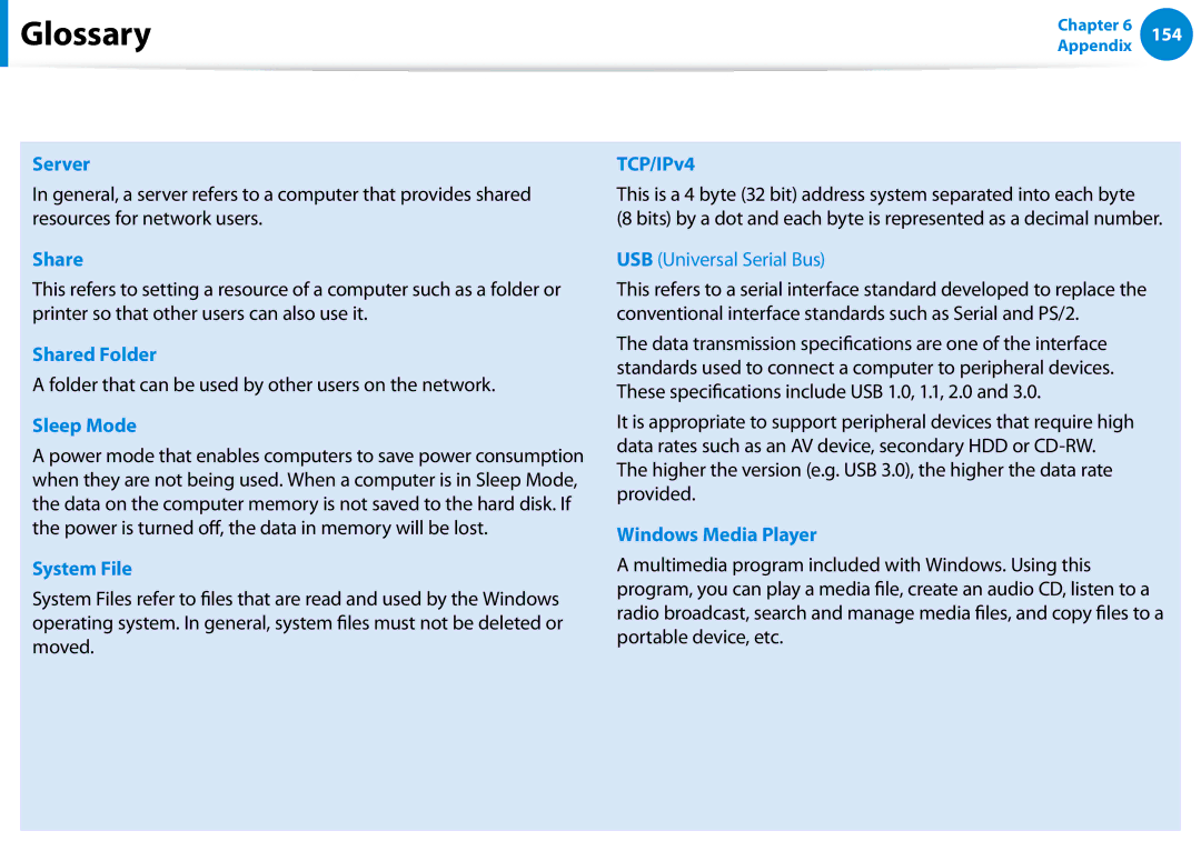 Samsung NP700Z7C-S03US, NP700Z5C-S04US Server, Shared Folder, Sleep Mode, System File, TCP/IPv4, Windows Media Player 