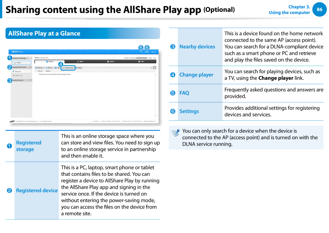 Samsung NP700Z5C-S04US, NP700Z5C-S02US, NP700Z7C-S03US manual AllShare Play at a Glance 