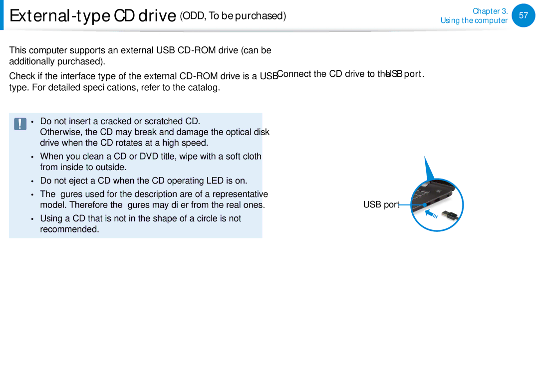 Samsung NP540U4EK01US, NP740U3EK01US, NP540U4E-K03US External-type CD drive ODD, To be purchased, Additionally purchased 