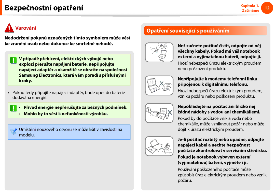 Samsung NP900X3E-K02HU, NP900X3E-K02AT, NP900X3C-A03DE, NP900X3F-K01AT, NP900X4D-K01DE manual Opatření související s používáním 