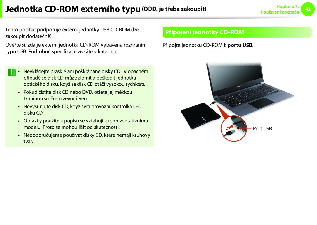 Samsung NP900X3F-K01CZ, NP900X3E-K02AT manual Jednotka CD-ROM externího typu ODD, je třeba zakoupit, Zakoupit dodatečně 