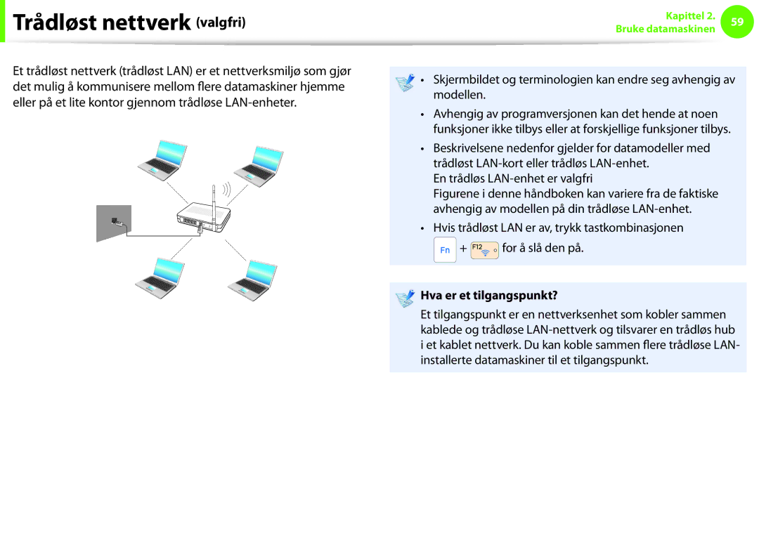 Samsung NP900X3E-K01SE, NP900X3G-K03SE, NP900X4D-A06SE, NP900X4D-K03SE Trådløst nettverk valgfri, Hva er et tilgangspunkt? 