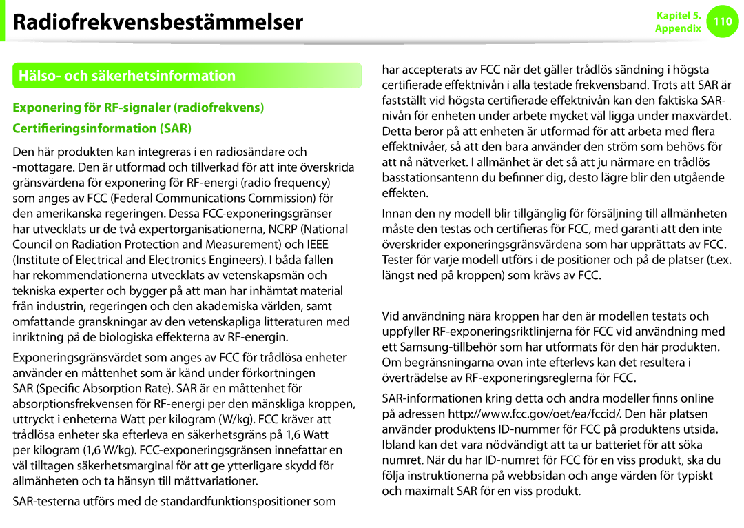 Samsung NP900X3G-K02SE manual Hälso- och säkerhetsinformation, Den här produkten kan integreras i en radiosändare och 