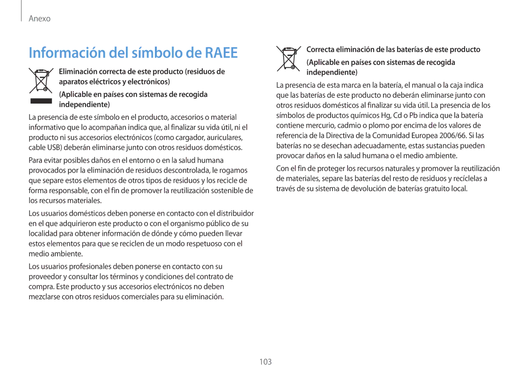 Samsung NP900X3H-S03TR manual Información del símbolo de Raee, Aplicable en países con sistemas de recogida independiente 