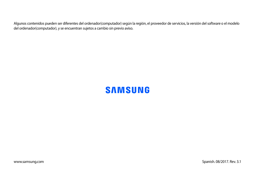 Samsung NP900X3H-S03TR manual Spanish /2017. Rev 