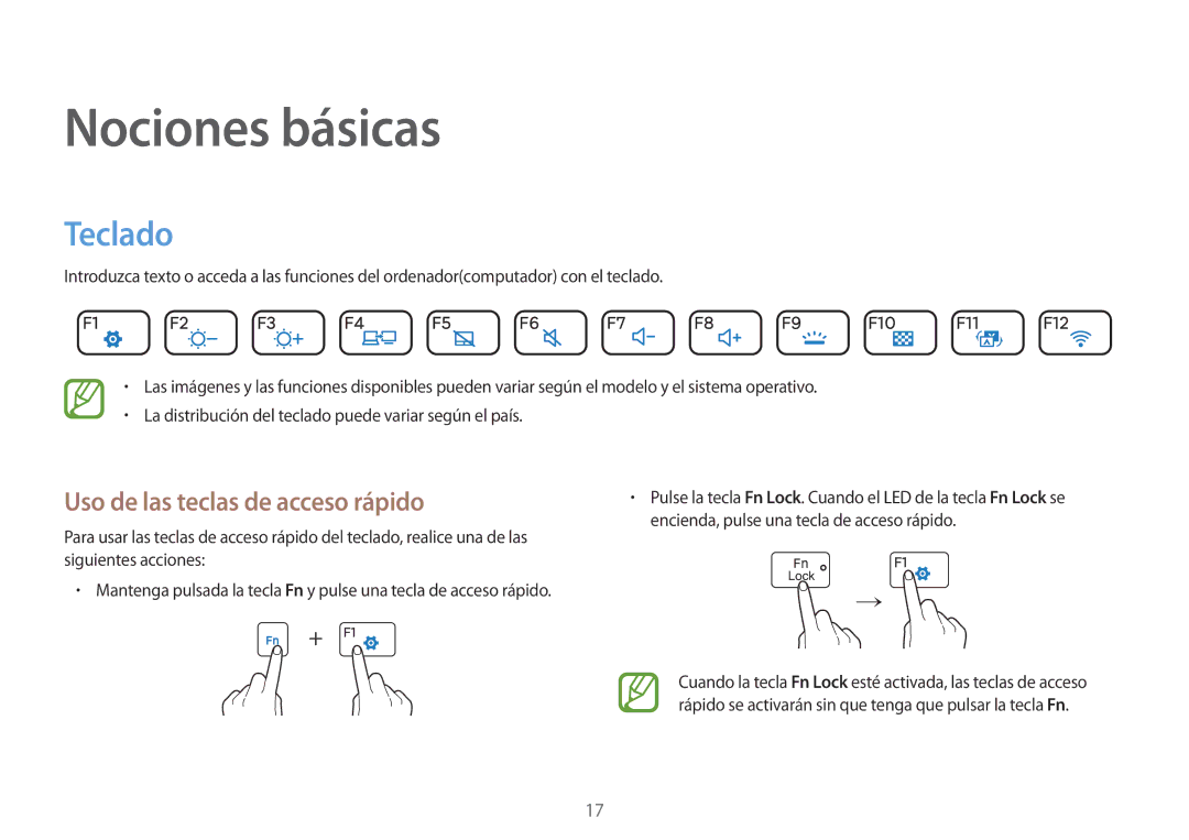 Samsung NP900X3H-S03TR manual Teclado, Uso de las teclas de acceso rápido 