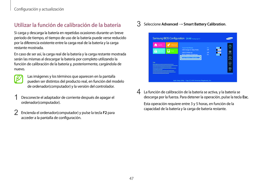 Samsung NP900X3H-S03TR manual De ordenadorcomputador y la versión del controlador, Acceder a la pantalla de configuración 