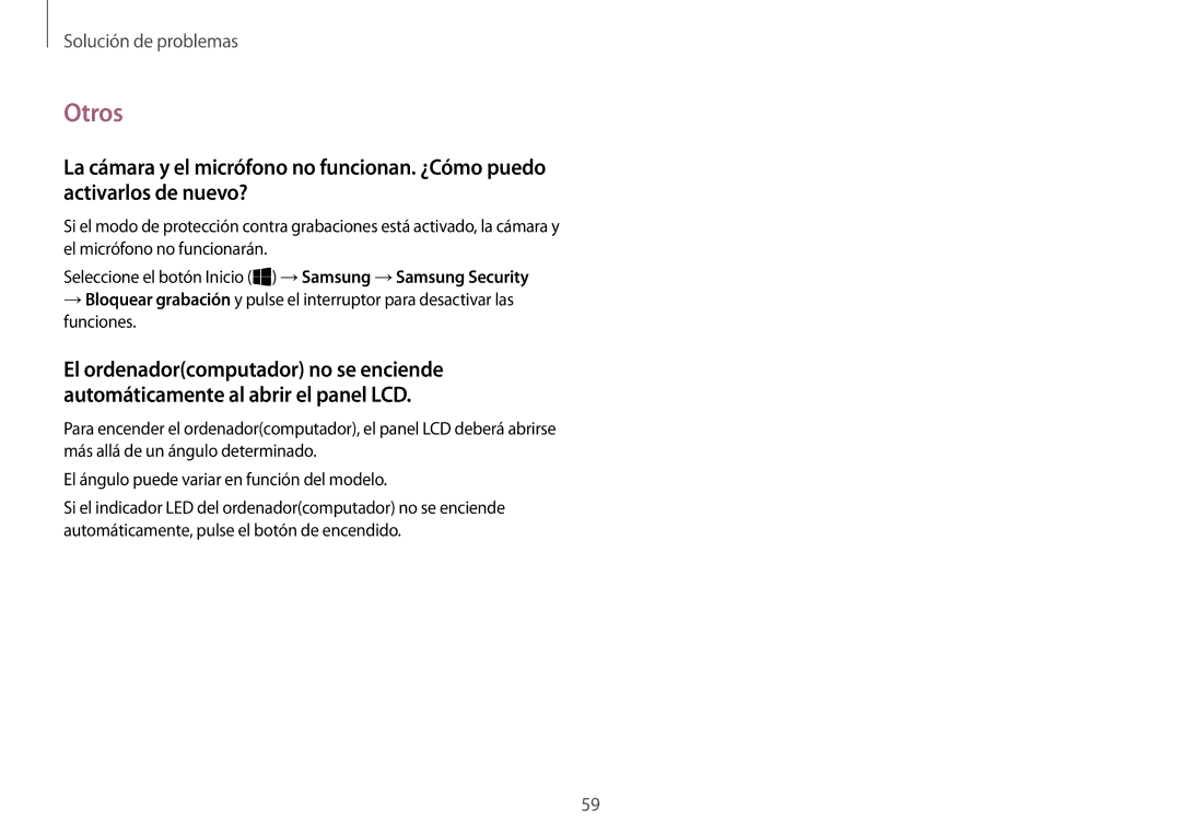 Samsung NP900X3H-S03TR manual Otros 