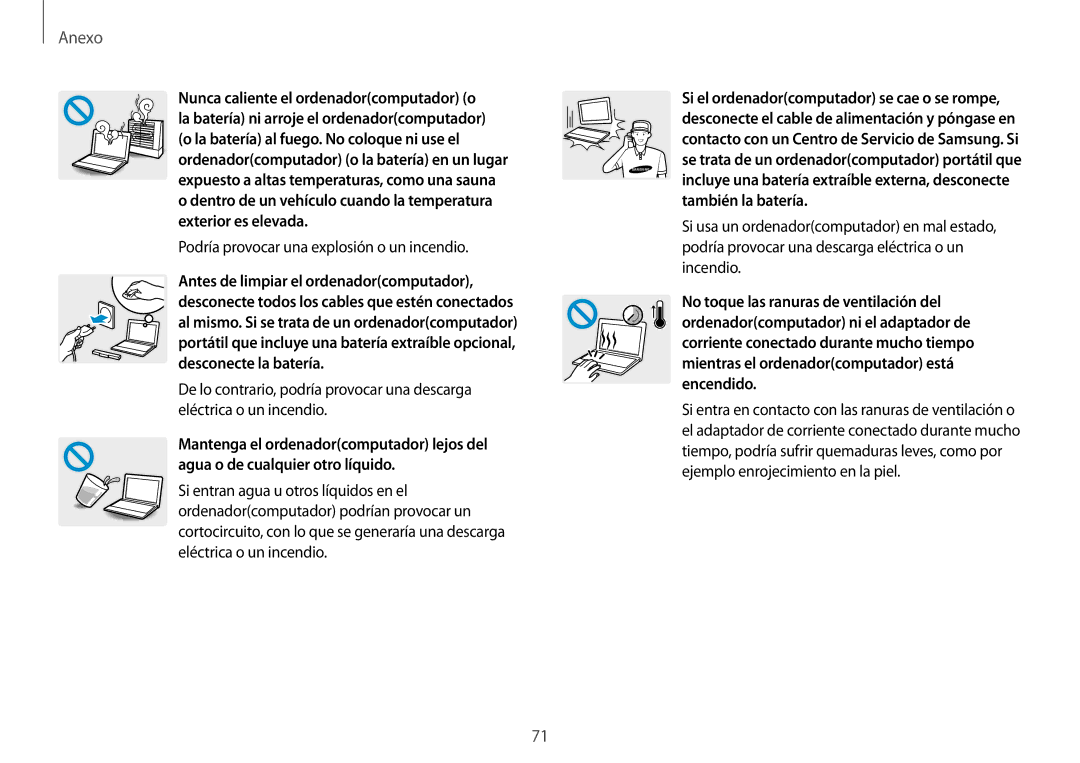 Samsung NP900X3H-S03TR manual Podría provocar una explosión o un incendio 