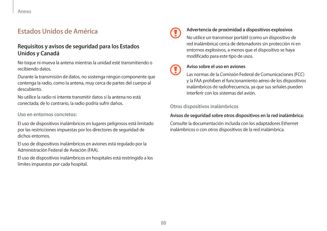 Samsung NP900X3H-S03TR manual Estados Unidos de América, Advertencia de proximidad a dispositivos explosivos 